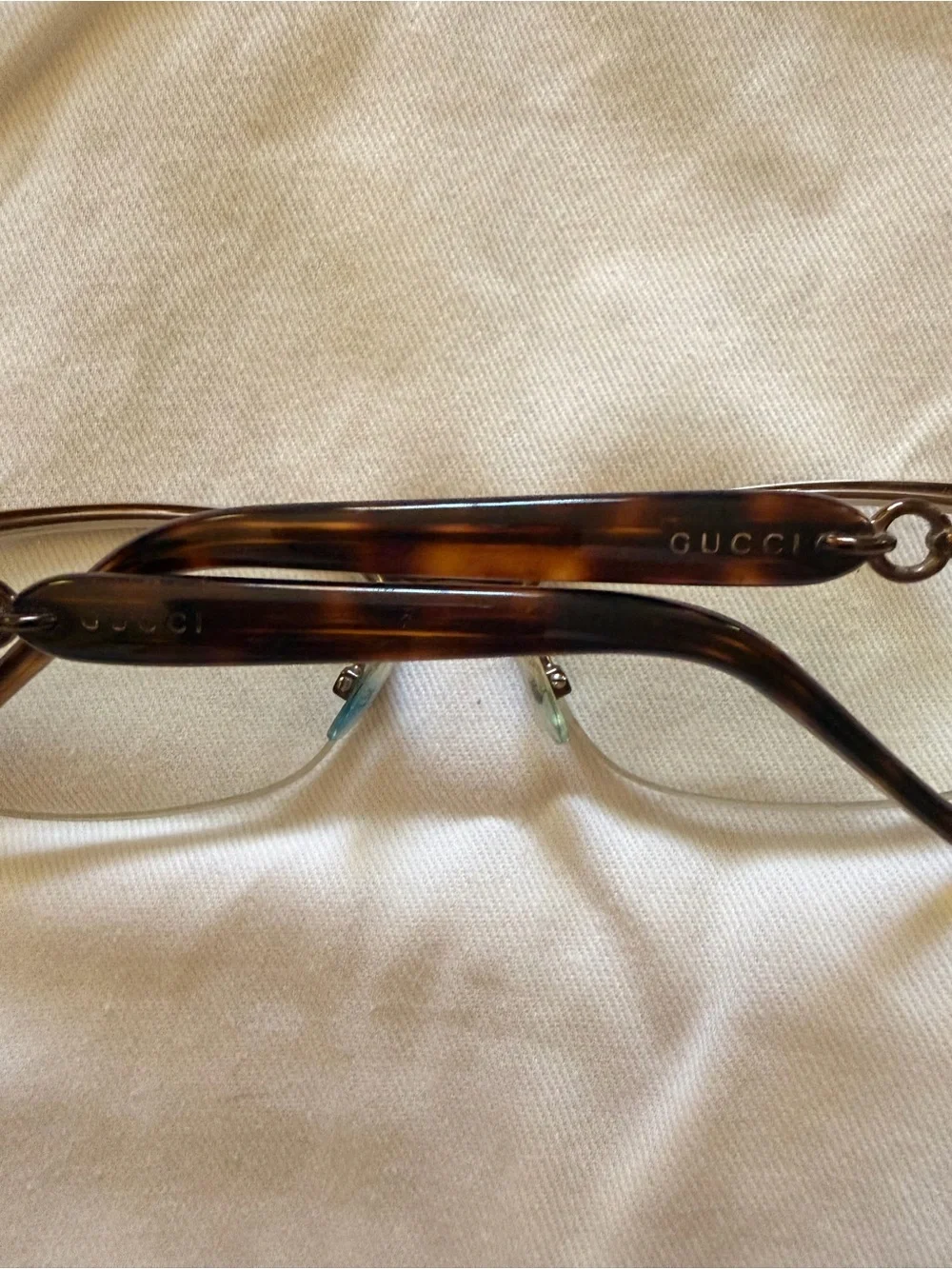 Gucci Brown Semi-Rimless Women's Glasses with Subtle Gold Accents